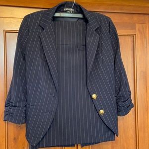 Express Navy Blue Pinstripe Suit